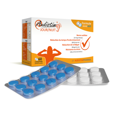 Audistim Jour/Nuit - Audition, acouphènes, bourdonnement et sifflements - 60 comprimés jour/nuit - Complément alimentaire