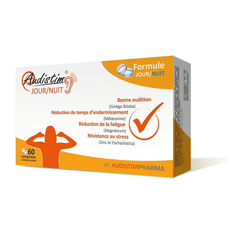 Audistim Jour/Nuit - Audition, acouphènes, bourdonnement et sifflements - 60 comprimés jour/nuit - Complément alimentaire