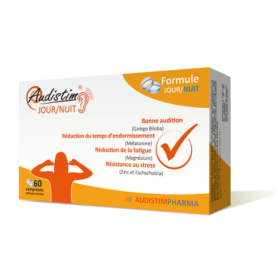Audistim Jour/Nuit - Audition, acouphènes, bourdonnement et sifflements - 60 comprimés jour/nuit - Complément alimentaire