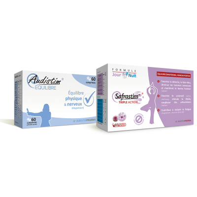 Offre couplée bon plan  : 1 boîte de SAFRASTIM+ Triple Action & 1 boîte d'Audistim Équilibre