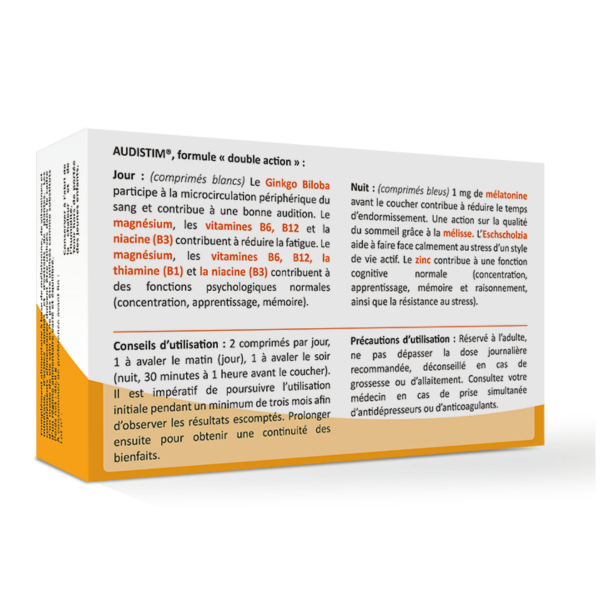 OFERTA COMBINADA PARA TINITUS Y VERTIGINOSIS: 1 caja de Audistim JourNuit y 1 caja de Audistim Équilibre