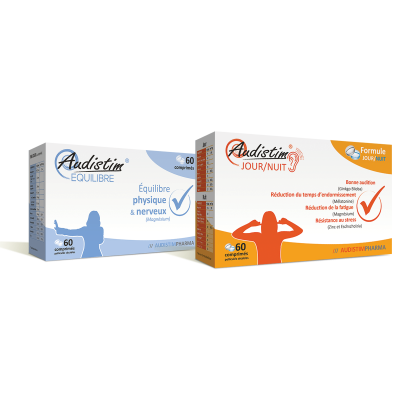 OFERTA COMBINADA PARA TINITUS Y VERTIGINOSIS: 1 caja de Audistim JourNuit y 1 caja de Audistim Équilibre