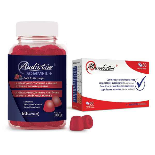 offre couplée bon plan  : 1 boîte de MUCODISTIM & 1 boîte d'Audistim SOMMEIL+